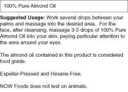 Sweet Almond Oil face & body moisturizer 4oz Now Foods  