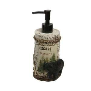  Vintage Lodge Birch Bark Black Bear Soap Dispenser