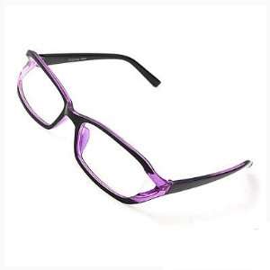  Black Purple Frame Clear Lens Eyeglasses Spring Temple 