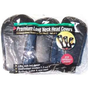   Long Neck Head Covers, NAVY BLUE / BLACK Set of 3