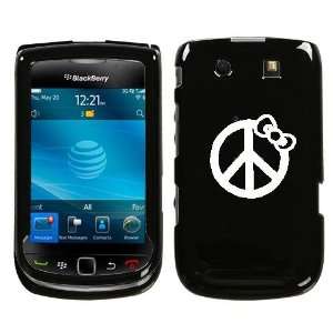  BLACKBERRY TORCH 9800 WHITE PEACE BOW ON A BLACK HARD CASE 