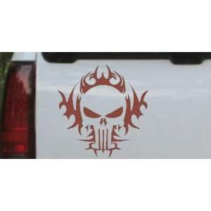 Tribal Skull Biker Car Window Wall Laptop Decal Sticker    Brown 20in 