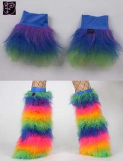 shop fluffy furry legwarmer rave set fluffies rainbow stripe