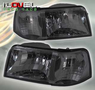 1993 1997 FORD RANGER 1PC 2in1 SMOKE HEADLIGHTS CLEAR REFLECTORS 