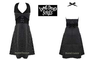 LIVING DEAD SOULS VINTAGE POLKA DOT DRESS BLACK 8   14  