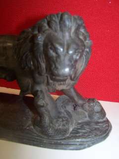 Quality Brass Cast of Lion in Battle with Snakes   Stunning Detail 