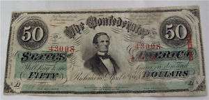 USA CONFEDERATE STATES 50 DOLLARS 1863 CANCELLED XF  