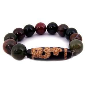   Dzi Bead Bracelet (with Bloodstone Beads) for Men 