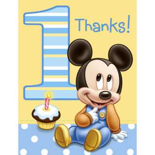 Disney Babies Mickey 1st Birthday Party THANK YOU NOTES  