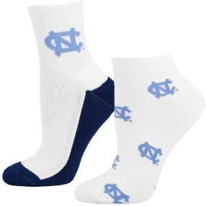   Heels (UNC) Ladies White Navy Blue Two Pack Socks