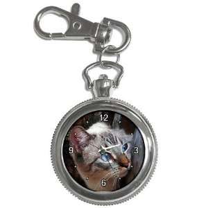  Cute Blue Eye Kitty Silver Keychain Watch 