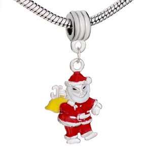   Red Santa Carrying Gift Dangle Beads Fits Pandora Charm Bracelet