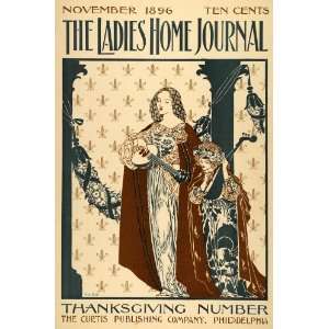 1896 Cover Ladies Home Journal Thanksgiving Mandolin Music Child 