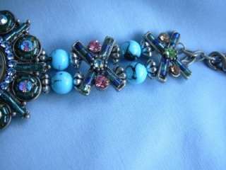 Betty K Designs Blue Crystal Watch, Beads Rhinetones Toggle Closure 