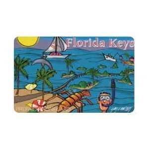   Keys Artistic Water Scene With Diver, Boats, Fish, Etc. Everything