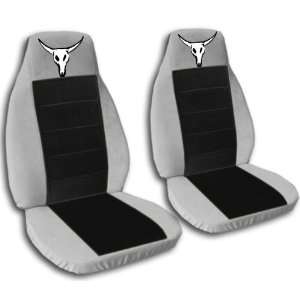  2 Silver and black Cow skull seat covers for a 1999 2001 