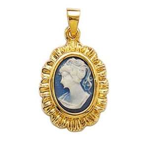  18K Gold Plated Blue Cameo Pendant Jewelry