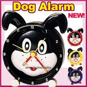 Cute Playful Black/White Puppy Children Alarm Clock  