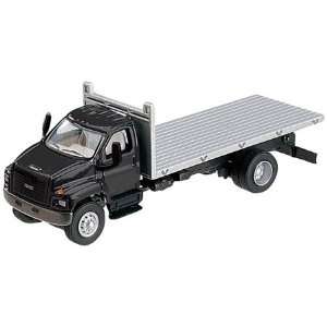  HO 2003 GMC Topkick 2 Axle Flatbed Black/Silver Toys 