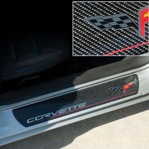  Corvette Door Sill Plates   Carbon Fiber with C6 Logo 
