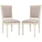 Set of 2) Preston Carved Beige/ White Paint Side Chairs W 23.2 x D 