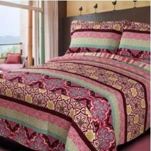 Pink and Purple Luxury Style 3 Piece Patchwork Premium Quilt Bedding 