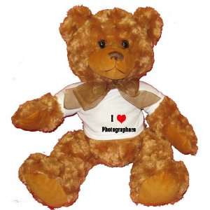   Heart Photographers Plush Teddy Bear with WHITE T Shirt Toys & Games