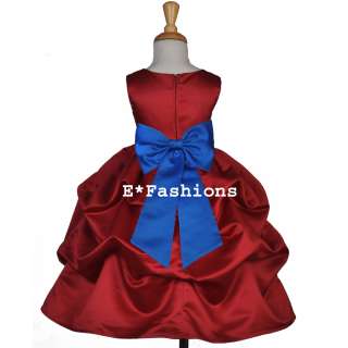 APPLE RED ROYAL BLUE PAGEANT BRIDAL FLOWER GIRL DRESS 6 9M 12 18M 2 4 