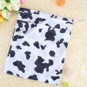   Reusable Wet Swim Diaper Bag w/ Cow Prints   Black and White Baby