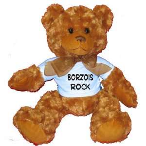  Borzois Rock Plush Teddy Bear with BLUE T Shirt Toys 