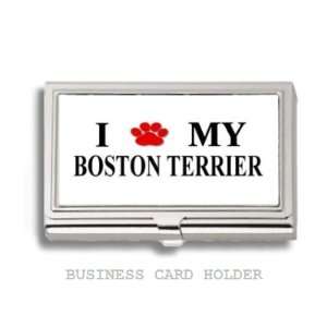  Boston Terrier Dog Love My Dog Paw Business Card Holder 