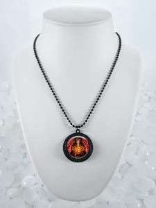 Dragon Pentagram Pentacle Gothic Black Metal Fantasy Pendant Necklace 