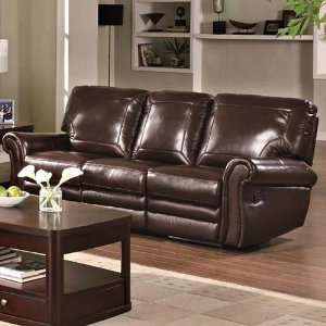  Teagan Reclining Sofa in Burgundy Leather Upholstery by 