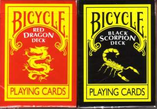 Bicycle RED DRAGON + BLACK SCORPION playing cards gaff  