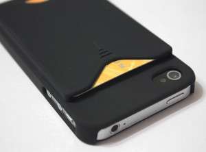 Black Card Holder Hard Cover Case With USB Protect Plug For iPhone 4 