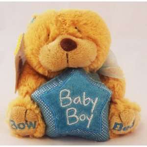 Baby Boy light brown Bow Bear (Blue) Because Your Special   With Love 