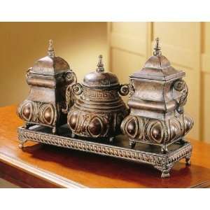  Set of 4 Boxes and Tray Set with Medallion Design in 