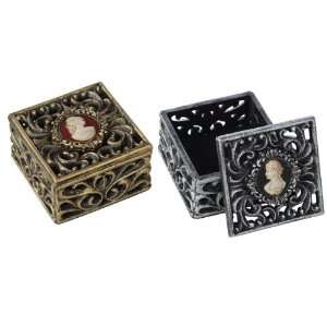    Pack of 8 Gold & Silver Filigree Cameo Design Boxes