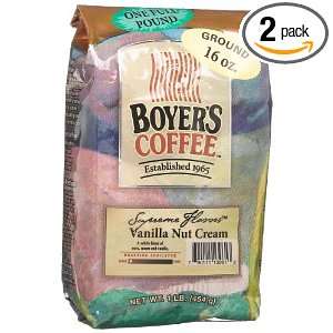 Boyers Coffee Vanilla Nut Cream (Ground), 16 Ounce Bags (Pack of 2 