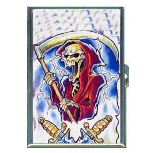 Grim Reaper Skeleton Tattoo ID Holder, Cigarette Case or Wallet MADE 