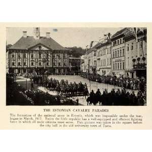  1931 Print Estonia Tartu Parade National Army City Street 
