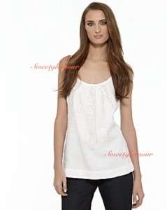 158 Eileen Fisher White Linen Jersey Shimmer Sequin Pleated Tank Top 
