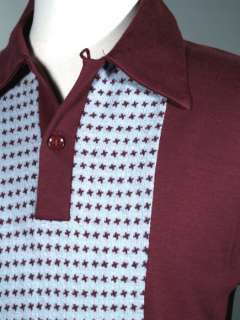   Vintage Two Tone Rockabilly Sport Shirt_Maroon & Light Blue Knit