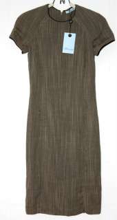 BLUMARINE Straight RUNWAY Slit DRESS Zip BROWN Italy WOOL Blend 6 $600 