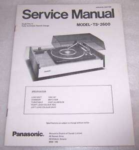 PANASONIC TS 2600 / BSR C142 RECORD CHANGER MANUAL  