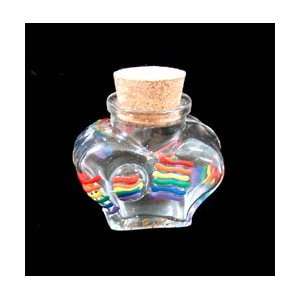  Pride Rainbow   Hand Painted   Small Heart Shaped Bottle 