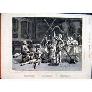    1876 Christmas Eve Menagerie Entertainers Old Print