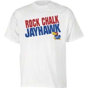  Kansas Jayhawks White Rock Chalk Slogan T Shirt Sports 