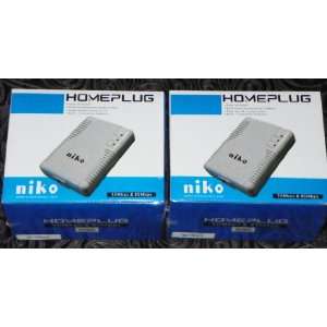  Set of 2 Niko Homeplug 80mbs Powerline Ethernet Wall Mount Adapters 