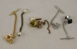 Lot of 5 Vintage Tie Tacks Gold and Silver Toned and 1 Silver Tone 